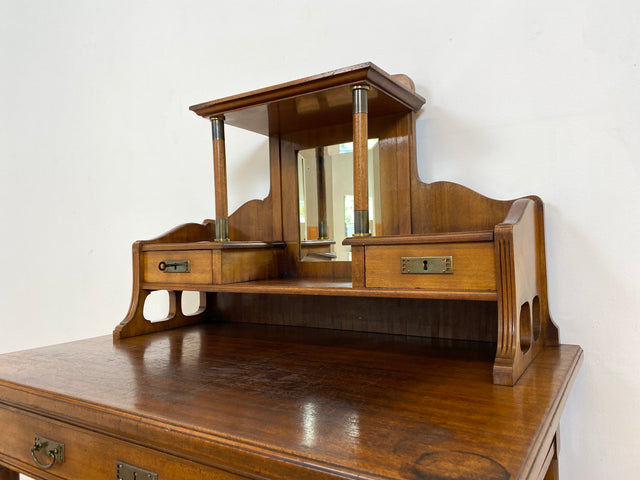 WMK # Wunderschöner & sehr filigraner antiker Schreibtisch mit Spiegel Aufsatz und ausziehbarer Schreibplatte, um 1910 # Sekretär Frisiertisch Schminktisch Frisierkommode Lady Desk Jugendstil Vintage