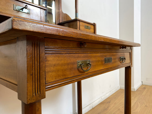 WMK # Wunderschöner & sehr filigraner antiker Schreibtisch mit Spiegel Aufsatz und ausziehbarer Schreibplatte, um 1910 # Sekretär Frisiertisch Schminktisch Frisierkommode Lady Desk Jugendstil Vintage