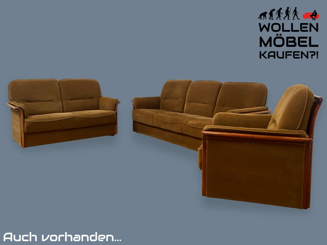 WMK I Versand 85€ I Schöner und sehr gemütlicher Vintage Sessel mit stilvollem Holzrahmen & honigbraunem Bezug