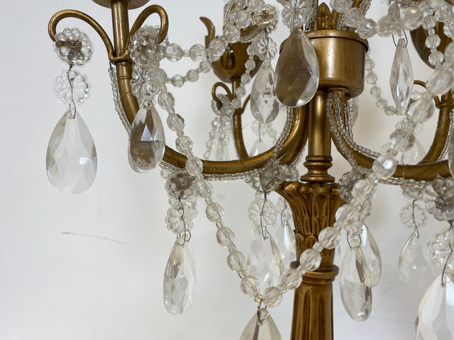 WMK # Hochwertiger Nachbau einer prachtvollen Barock Tischlampe mit edlen Kristallglas Tropfen # goldene Kristallleuchte Leselampe Tischleuchte Licht Lampe Regency Rokoko Vintage Berlin Augsburg Jena