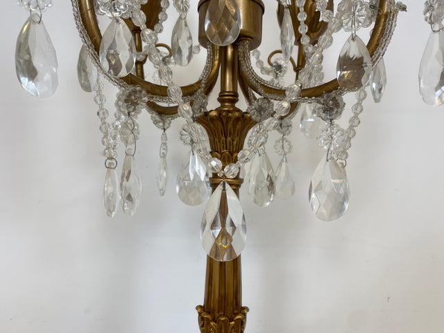 WMK # Hochwertiger Nachbau einer prachtvollen Barock Tischlampe mit edlen Kristallglas Tropfen # goldene Kristallleuchte Leselampe Tischleuchte Licht Lampe Regency Rokoko Vintage Berlin Augsburg Jena