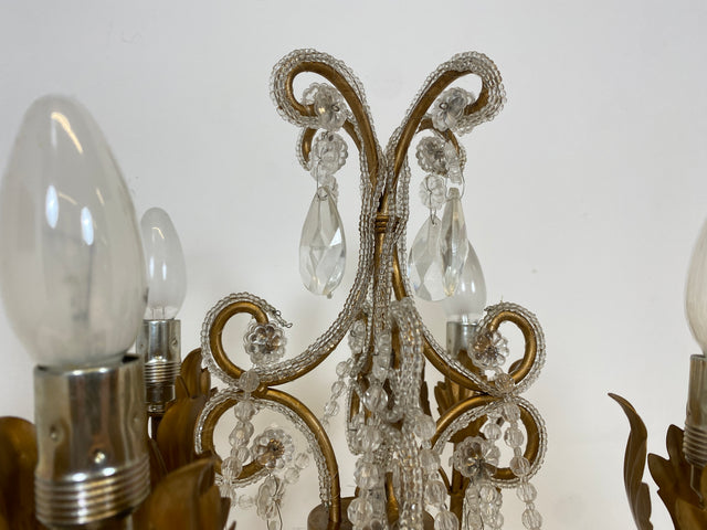 WMK # Hochwertiger Nachbau einer prachtvollen Barock Tischlampe mit edlen Kristallglas Tropfen # goldene Kristallleuchte Leselampe Tischleuchte Licht Lampe Regency Rokoko Vintage Berlin Augsburg Jena