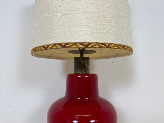 WMK # Seltene & gut erhaltene große Space Age Bodenlampe mit beleuchtetem Lampenfuß aus rotem Glas & orig. Lampenschirm # Tischlampe Bodenleuchte Stehlampe Designer Lampe Lamp 70er Lava Retro Vintage