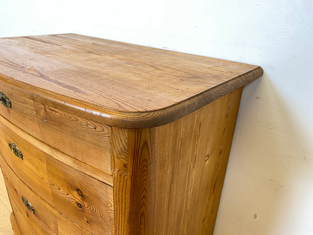 WMK I Wunderschöne große antike Kommode aus vollem Holz mit Schubladen und Messingbeschlag I Schrank Anrichte Sideboard Wäsche Flur Wickel Weichholz Biedermeier Vintage Regensburg Hannover Heidelberg