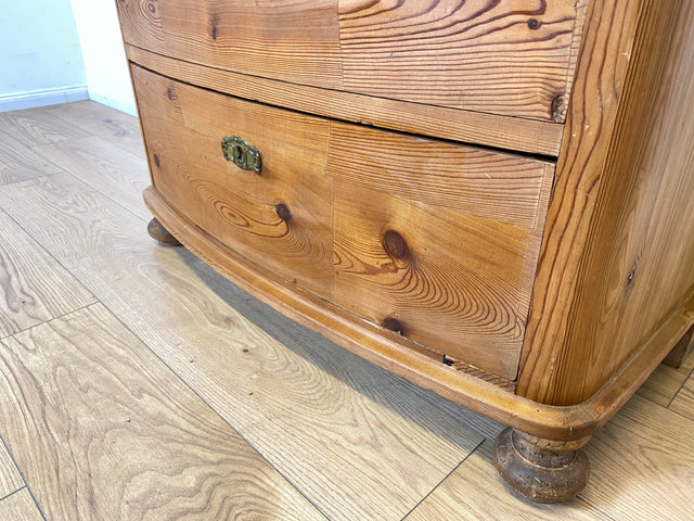 WMK I Wunderschöne große antike Kommode aus vollem Holz mit Schubladen und Messingbeschlag I Schrank Anrichte Sideboard Wäsche Flur Wickel Weichholz Biedermeier Vintage Regensburg Hannover Heidelberg