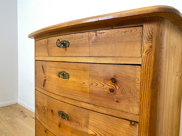 WMK I Wunderschöne große antike Kommode aus vollem Holz mit Schubladen und Messingbeschlag I Schrank Anrichte Sideboard Wäsche Flur Wickel Weichholz Biedermeier Vintage Regensburg Hannover Heidelberg