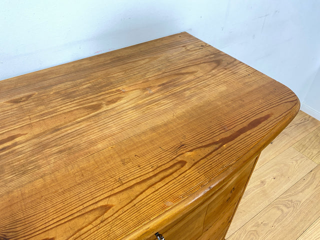 WMK I Wunderschöne große antike Kommode aus vollem Holz mit Schubladen und Messingbeschlag I Schrank Anrichte Sideboard Wäsche Flur Wickel Weichholz Biedermeier Vintage Regensburg Hannover Heidelberg