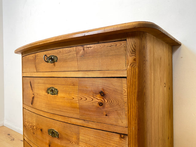 WMK I Wunderschöne große antike Kommode aus vollem Holz mit Schubladen und Messingbeschlag I Schrank Anrichte Sideboard Wäsche Flur Wickel Weichholz Biedermeier Vintage Regensburg Hannover Heidelberg