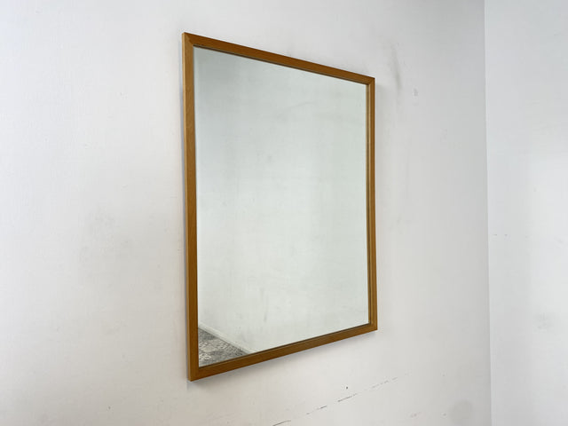 WMK I Minimalistischer 82x102cm großer Mid-Century Wandspiegel mit hellem Eichenholz Rahmen I Spiegel Holzspiegel Holzrahmen Garderobe Bad Flur Mirror 60er 70er Vintage I Berlin Hamburg Augsburg