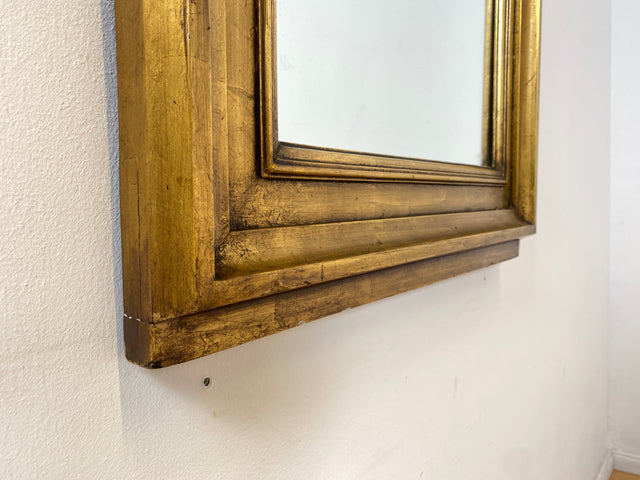 WMK I Schöner 72x130cm großer antiker Wandspiegel mit goldfarbenem Holzrahmen & Alterspatina I goldener Spiegel Flurspiegel Badspiegel Goldspiegel Ganzkörperspiegel Vintage I Berlin Leipzig Dortmund