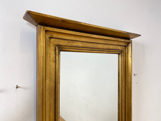 WMK I Schöner 72x130cm großer antiker Wandspiegel mit goldfarbenem Holzrahmen & Alterspatina I goldener Spiegel Flurspiegel Badspiegel Goldspiegel Ganzkörperspiegel Vintage I Berlin Leipzig Dortmund