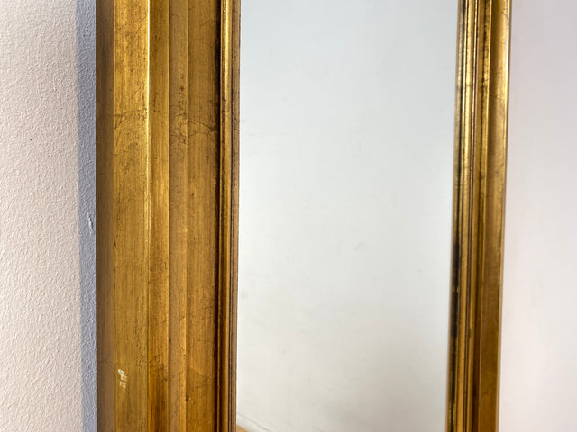 WMK I Schöner 72x130cm großer antiker Wandspiegel mit goldfarbenem Holzrahmen & Alterspatina I goldener Spiegel Flurspiegel Badspiegel Goldspiegel Ganzkörperspiegel Vintage I Berlin Leipzig Dortmund