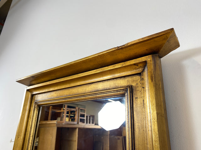 WMK I Schöner 72x130cm großer antiker Wandspiegel mit goldfarbenem Holzrahmen & Alterspatina I goldener Spiegel Flurspiegel Badspiegel Goldspiegel Ganzkörperspiegel Vintage I Berlin Leipzig Dortmund