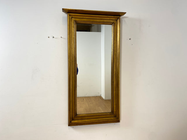 WMK I Schöner 72x130cm großer antiker Wandspiegel mit goldfarbenem Holzrahmen & Alterspatina I goldener Spiegel Flurspiegel Badspiegel Goldspiegel Ganzkörperspiegel Vintage I Berlin Leipzig Dortmund