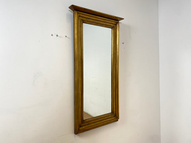 WMK I Schöner 72x130cm großer antiker Wandspiegel mit goldfarbenem Holzrahmen & Alterspatina I goldener Spiegel Flurspiegel Badspiegel Goldspiegel Ganzkörperspiegel Vintage I Berlin Leipzig Dortmund