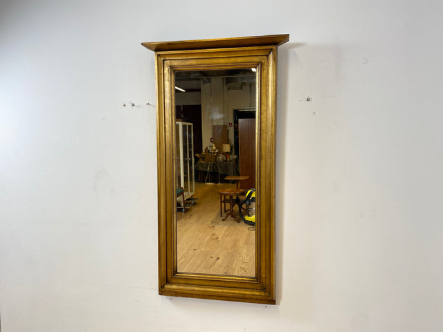 WMK I Schöner 72x130cm großer antiker Wandspiegel mit goldfarbenem Holzrahmen & Alterspatina I goldener Spiegel Flurspiegel Badspiegel Goldspiegel Ganzkörperspiegel Vintage I Berlin Leipzig Dortmund