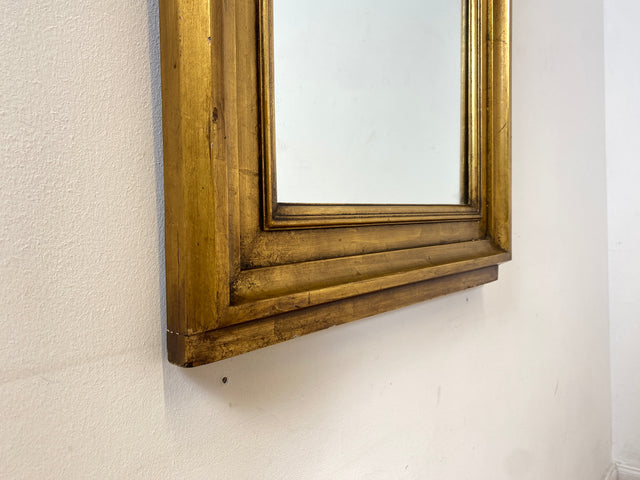 WMK I Schöner 72x130cm großer antiker Wandspiegel mit goldfarbenem Holzrahmen & Alterspatina I goldener Spiegel Flurspiegel Badspiegel Goldspiegel Ganzkörperspiegel Vintage I Berlin Leipzig Dortmund