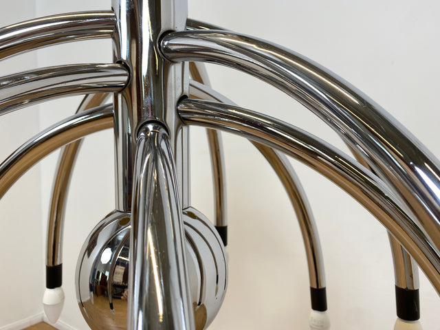 WMK # Stilvoller & gut erhaltener großer italienischer Space Age Designer Kronleuchter von Goffredo Reggiani aus Chrom, 13-flammig # Lampe Pendelleuchte Hängelampe Deckenlampe Luster Lamp Vintage 70er