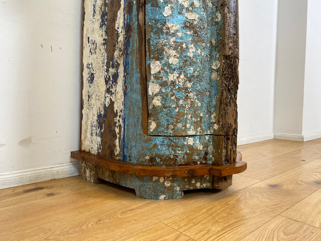 Boatwood by WMK I Einzigartiger handgefertigter Schrank gebaut aus echtem Fischerboot I Highboard Bücherschrank Bücherregal Holzregal Wäscheschrank Kommode Boot Einbaum Rarität Kunstwerk Bootsmöbel