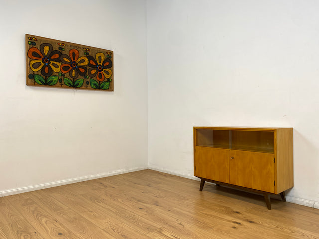 WMK I Sehr schöne helle Mid-Century Kommode mit Vitrine und konischen Füßen I Sideboard Wäschekommode TV Lowboard Bank Barkommode Chest Schrank Sideboard Vintage 50er 60er Frankfurt Magdeburg Potsdam