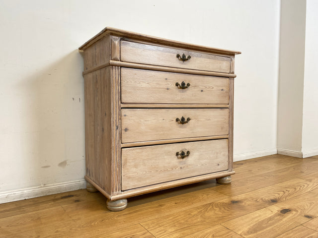 WMK I Sehr schöne helle antike Kommode aus vollem Holz mit Schubladen & Messinggriffen I Schubladenkommode Wäschekommode Schrank Wickelkommode Chest Biedermeier Gründerzeit Vintage Berlin Bremen Kiel