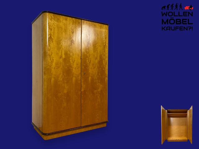 WMK I Besonders schöner heller 30er Jahre Art Deco Kleiderschrank aus vollem Holz I Schrank Schlafzimmerschrank Wardrobe Flurschrank Garderobe Mid-Century Vintage Retro I Berlin Nürnberg Braunschweig