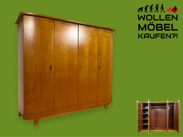 WMK I Versand 85€ I Formschöner heller Mid-Century Kleiderschrank aus vollem Holz I Schrank Schlafzimmerschrank Wäscheschrank Wardrobe 50er 60er Vintage I Berlin Düsseldorf Magdeburg Bayern Hannover