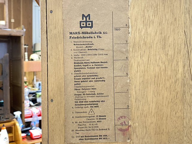 WMK I Besonders schöner heller Mid-Century Wohnzimmerschrank "Berlin" mit Vitrine und Glasböden I Schrank Highboard Anrichte Wohnwand Buffet Cabinet Sideboard Vintage 50er 60er München Köln Dresden