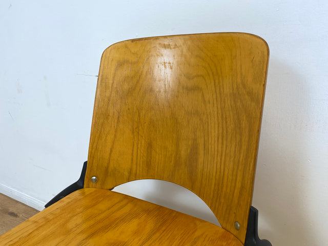 WMK I 1/6 Formschöner und sehr stabiler heller Vintage Stapelstuhl auf Chrom Füßen I Stuhl Holzstuhl Küchenstuhl Esszimmerstuhl Konferenzstuhl Cafe Gastro Industrial Design Berlin Hannover Landshut