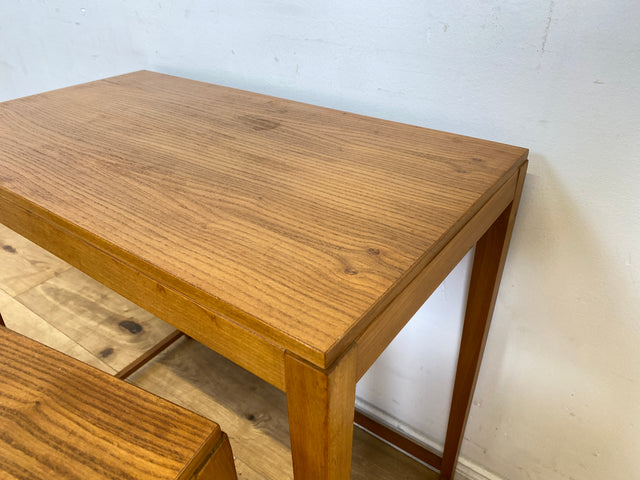 WMK I Stilvoller heller skandinavischer Mid-Century 3-in-1 Satztisch I Couchtisch Wohnzimmertisch Beistelltisch Side Coffee Nesting Table Blumen Tisch Bank Danish Design Vintage Berlin Leipzig Hamburg