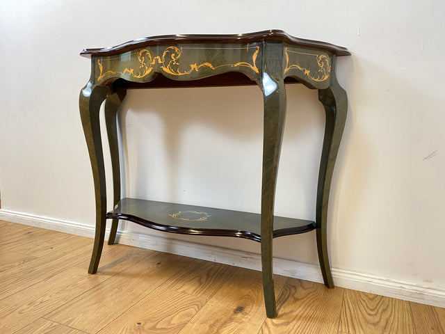 WMK I Hochwertige italienische Stilmöbel Konsole im antiken Stil mit Wandspiegel, Ablage & feinen Intarsien I Garderobe Flur Spiegel Schminktisch Ablage Barock Rokoko Louis XV Vintage Berlin Dresden