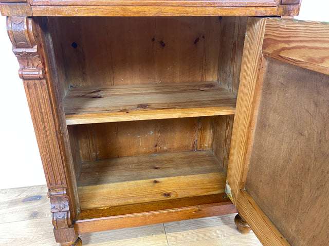 WMK I Vornehme kleine antike Kommode aus vollem Holz in Nussbaumwurzel mit Schublade , um 1880 I Schrank Schränkchen Ablage Flur Wäsche Vertiko Gründerzeit Historismus Vintage Berlin München Dresden