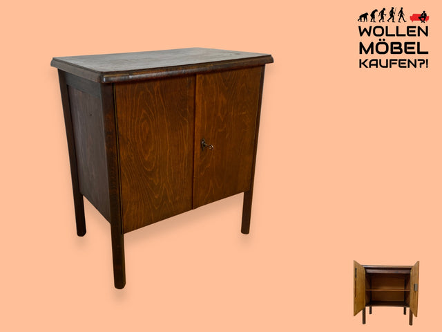WMK I Schön schlichte kleine dunkle 30er Jahre Kommode , frühere Nähkommode , aus vollem Holz I Schrank Schränkchen Flurkommode Ablage Schuhschrank Schuhkommode Art Deco Vintage I Berlin Krefeld Kiel