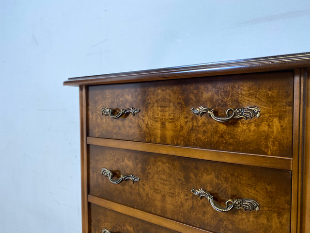 WMK I Versand 85€ I Elegante kleine dunkle Vintage Kommode mit 7 Schubladen und edlen Messinggriffen I Schubladenkommode Schrank Flurkommode Wäschekommode Säule Retro Berlin Bamberg Schwerin Duisburg