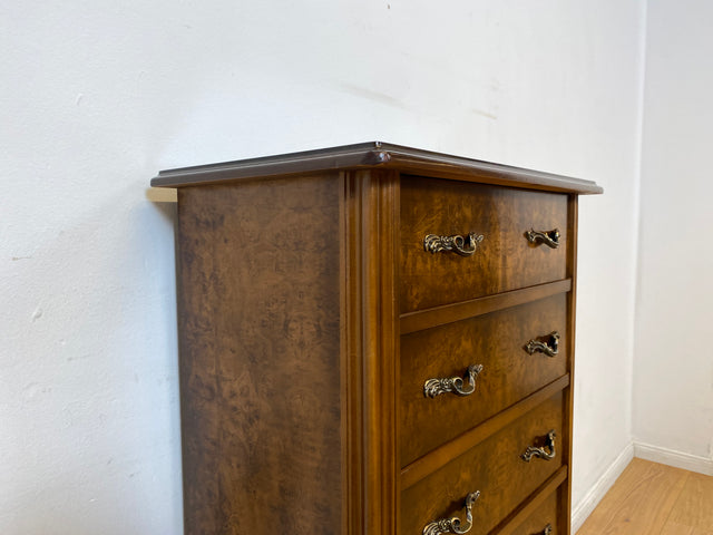 WMK I Versand 85€ I Elegante kleine dunkle Vintage Kommode mit 7 Schubladen und edlen Messinggriffen I Schubladenkommode Schrank Flurkommode Wäschekommode Säule Retro Berlin Bamberg Schwerin Duisburg