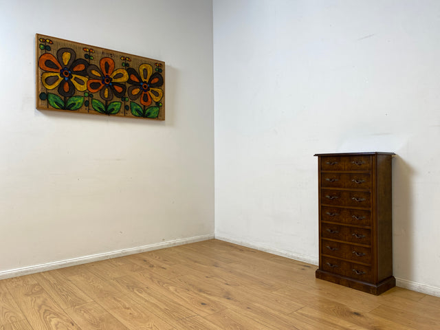 WMK I Versand 85€ I Elegante kleine dunkle Vintage Kommode mit 7 Schubladen und edlen Messinggriffen I Schubladenkommode Schrank Flurkommode Wäschekommode Säule Retro Berlin Bamberg Schwerin Duisburg