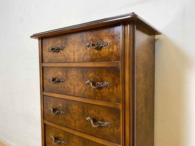 WMK I Versand 85€ I Elegante kleine dunkle Vintage Kommode mit 7 Schubladen und edlen Messinggriffen I Schubladenkommode Schrank Flurkommode Wäschekommode Säule Retro Berlin Bamberg Schwerin Duisburg