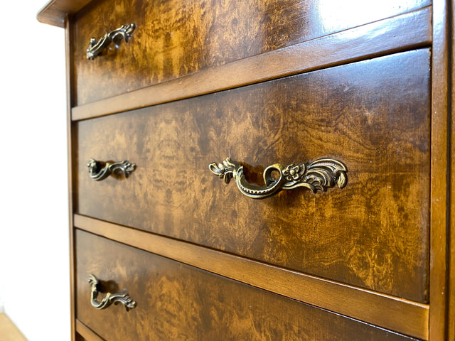 WMK I Versand 85€ I Elegante kleine dunkle Vintage Kommode mit 7 Schubladen und edlen Messinggriffen I Schubladenkommode Schrank Flurkommode Wäschekommode Säule Retro Berlin Bamberg Schwerin Duisburg