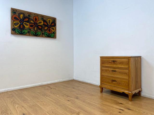 WMK I Wunderschöne kleine nordische antike Kommode aus vollem Holz mit Schubladen und Messingbeschlägen I Schrank Flur Weichholz Wäsche Bauern Landhaus Vintage Biedermeier Berlin Bielefeld Düsseldorf