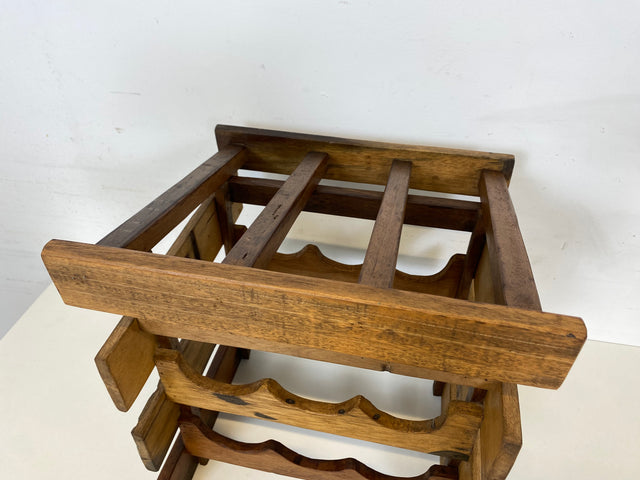 Boatwood by WMK # 1/3 Einzigartiges kleines Weinregal für 6 Flaschen, ein aus altem Bootsholz handgefertigtes Unikat aus massivem Teakholz # Flaschenregal Wine Rack Flaschenständer Weinschrank Gastro