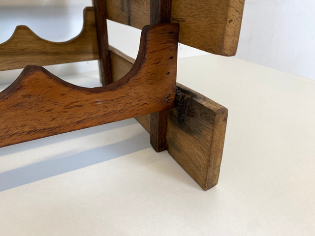 Boatwood by WMK # 1/3 Einzigartiges kleines Weinregal für 6 Flaschen, ein aus altem Bootsholz handgefertigtes Unikat aus massivem Teakholz # Flaschenregal Wine Rack Flaschenständer Weinschrank Gastro