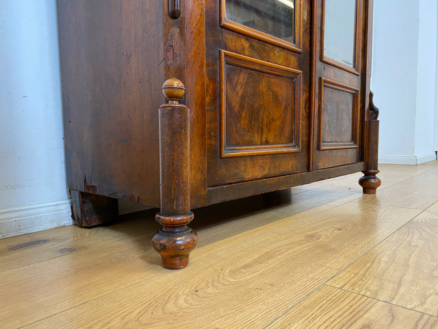 WMK I Charmantes kleines antikes Vertiko aus vollem Holz in Mahagoni mit Spiegeltüren I Schrank Wäscheschrank Highboard Kommode Schuhschrank Louis-Philippe Biedermeier Vintage I Berlin München