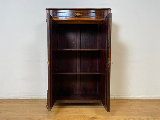 WMK I Charmantes kleines antikes Vertiko aus vollem Holz in Mahagoni mit Spiegeltüren I Schrank Wäscheschrank Highboard Kommode Schuhschrank Louis-Philippe Biedermeier Vintage I Berlin München