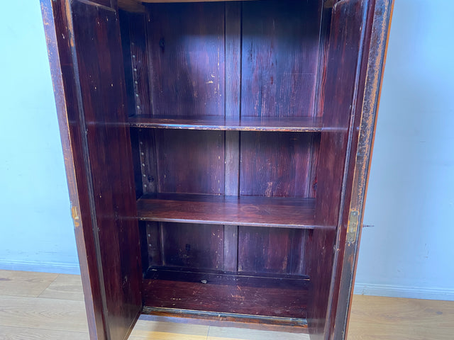 WMK I Charmantes kleines antikes Vertiko aus vollem Holz in Mahagoni mit Spiegeltüren I Schrank Wäscheschrank Highboard Kommode Schuhschrank Louis-Philippe Biedermeier Vintage I Berlin München