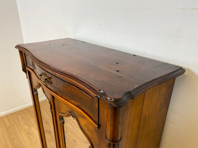 WMK I Charmantes kleines antikes Vertiko aus vollem Holz in Mahagoni mit Spiegeltüren I Schrank Wäscheschrank Highboard Kommode Schuhschrank Louis-Philippe Biedermeier Vintage I Berlin München