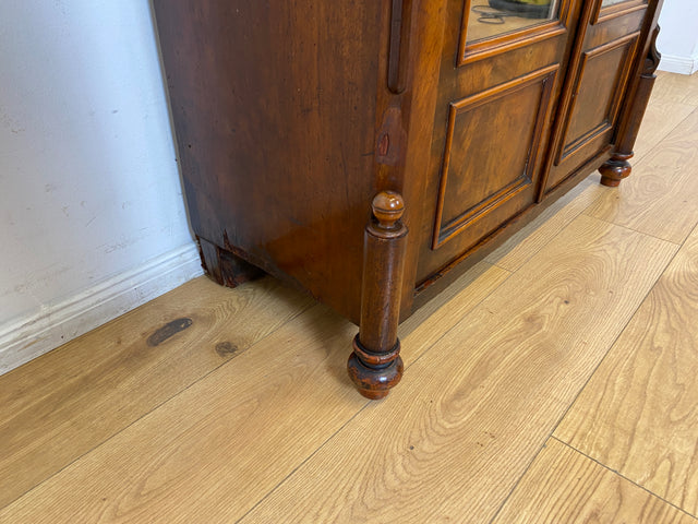 WMK I Charmantes kleines antikes Vertiko aus vollem Holz in Mahagoni mit Spiegeltüren I Schrank Wäscheschrank Highboard Kommode Schuhschrank Louis-Philippe Biedermeier Vintage I Berlin München