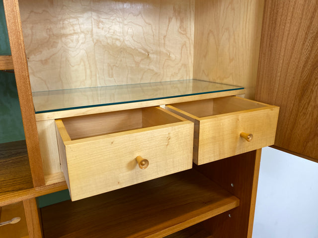 WMK # Stilvoller & gut erhaltener modularer 60er Jahre Designer Bücherschrank v. Bruno Knoblauch für VEB Hellerau # Bücherregal Büchervitrine Highboard Vitrine Regal Barschrank Mid-Century DDR Vintage