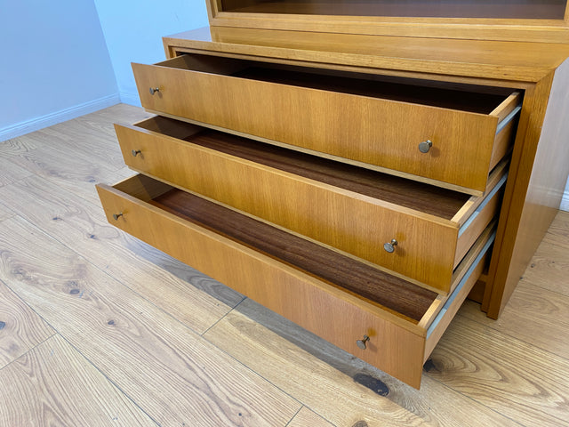 WMK # Schöner & gut erhaltener hoher modularer Mid-Century Bücherschrank aus 1958 von WK Möbel mit Schubladen # Regal Bücherregal Schrank Sideboard Kommode Büchervitrine Wohnzimmerschrank Vintage 50er