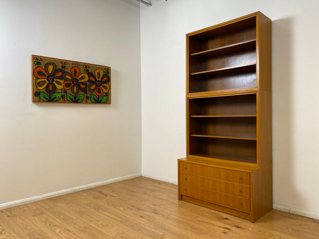 WMK # Schöner & gut erhaltener hoher modularer Mid-Century Bücherschrank aus 1958 von WK Möbel mit Schubladen # Regal Bücherregal Schrank Sideboard Kommode Büchervitrine Wohnzimmerschrank Vintage 50er
