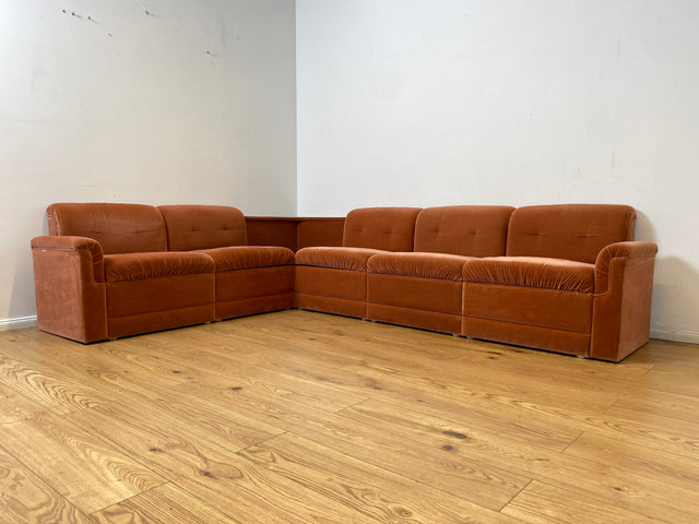 WMK I Seltenes, gemütliches & sehr gut erhaltenes modulares Vintage Ecksofa mit Sessel in altrosa Originalbezug I Sitzgarnitur Sitzecke Sofa Couch Modular Mid-Century Retro Space Age Rosa Berlin Köln